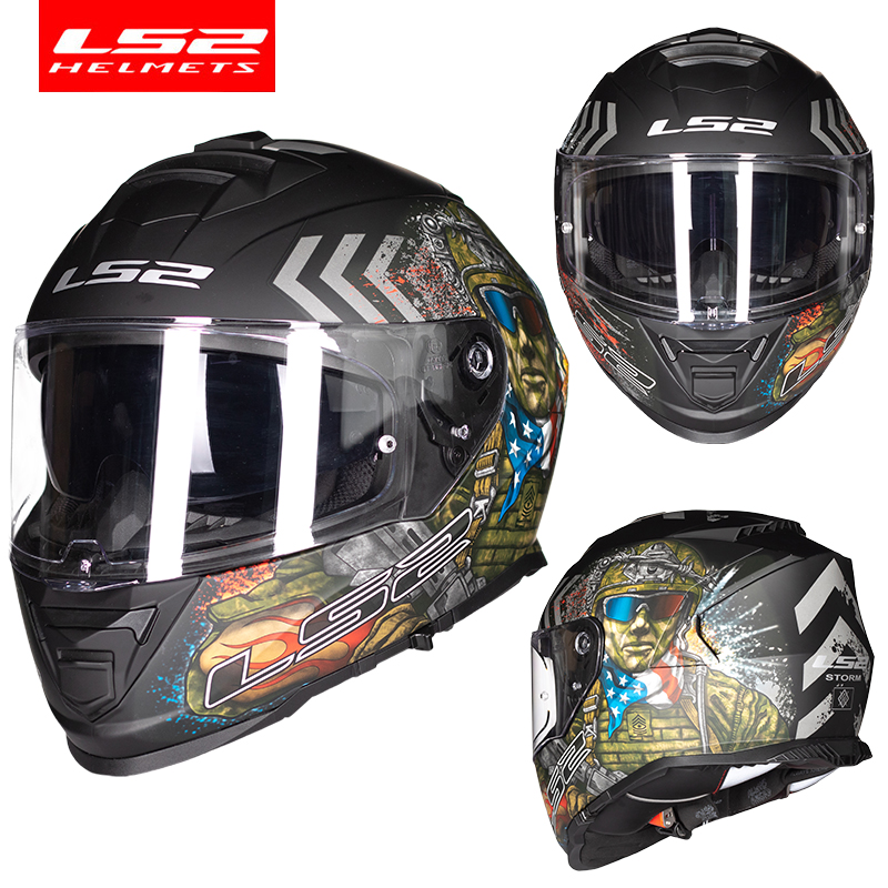 新款ls2头盔全盔男新款双镜片摩托车女四季大码机车防雾安全帽FF8