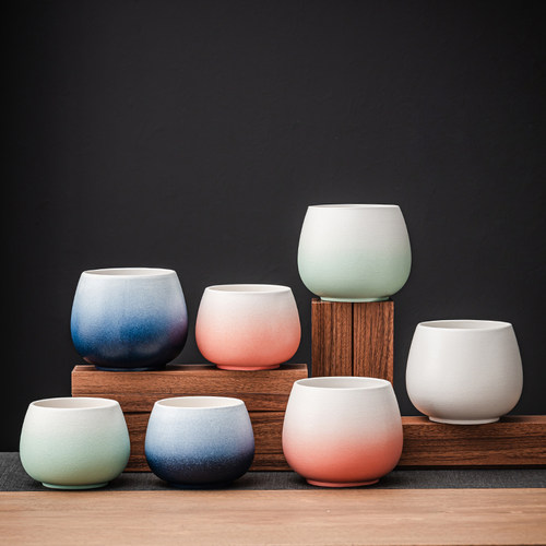 陶瓷渐变茶渣缸大号茶洗废水缸茶水桶水盂盆茶具收纳家用杯洗定制