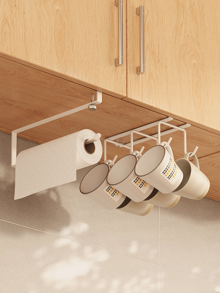 免钉夹板水杯子马克杯咖啡杯厨具小工具挂架悬挂茶杯收纳架置物架