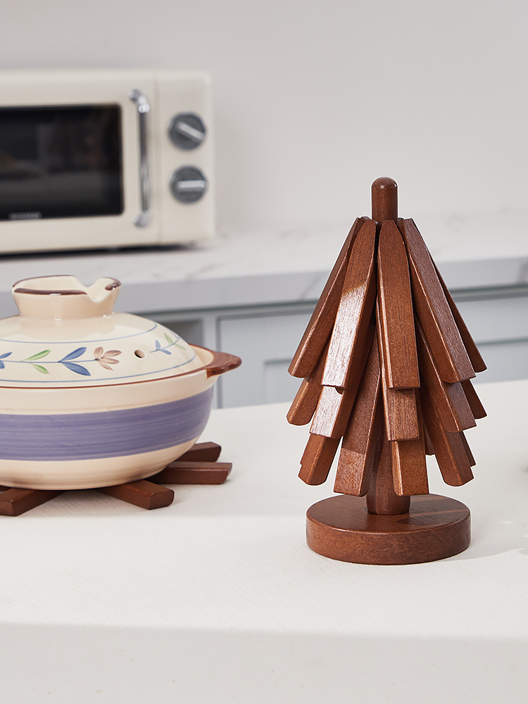 实木隔热垫锅垫防烫垫一棵树家用砂锅餐桌圣诞树杯垫加厚木质