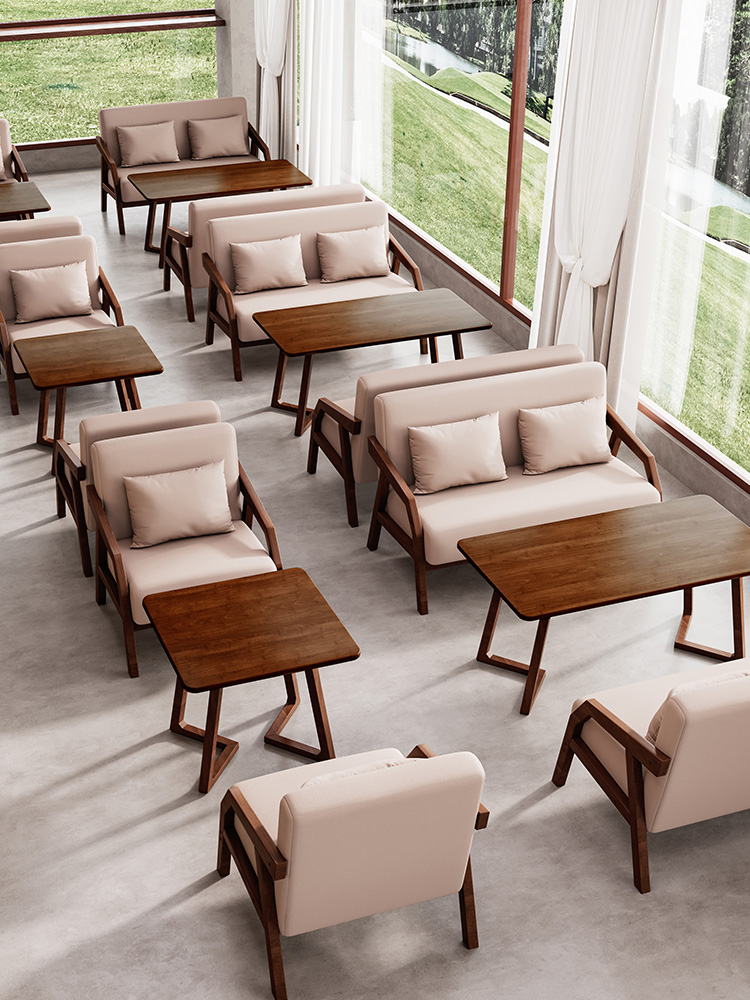 咖啡厅桌椅组合 奶茶店休闲座椅商用洽谈办公沙发 咖啡店会客卡座