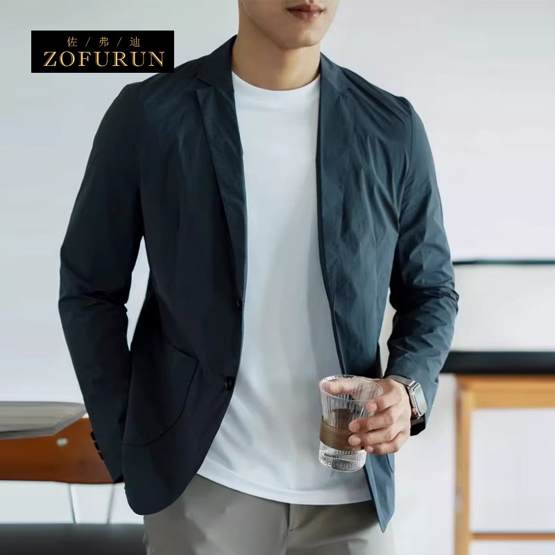 ZofuRun休闲西服男士春夏高端轻薄透气商务修身百搭西装外套单西