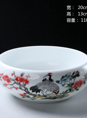 水养水培无孔陶瓷花盆大号纯白碗莲绿萝铜钱草富贵竹花盆多肉拼盘