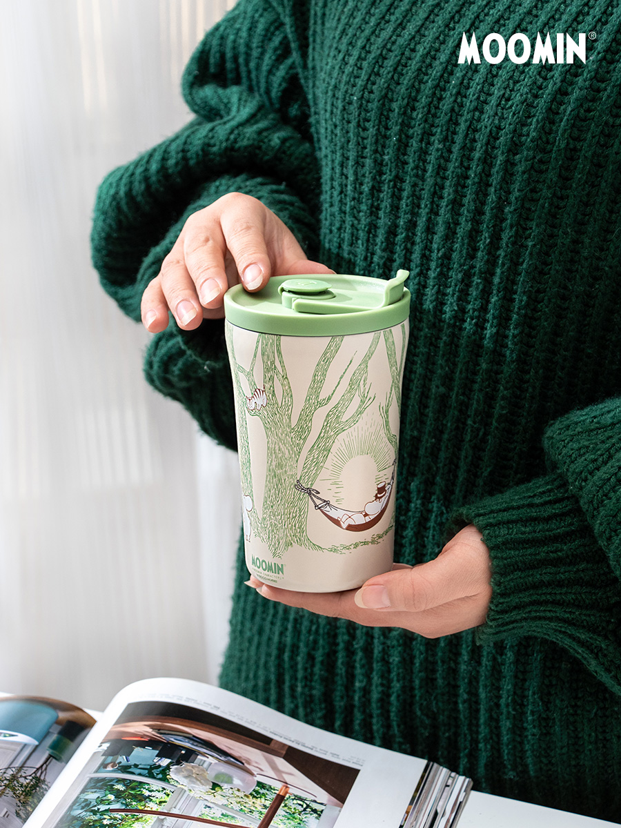 姆明双层保温杯 大容量车载水杯316L不锈钢 创意密封咖啡杯400ml