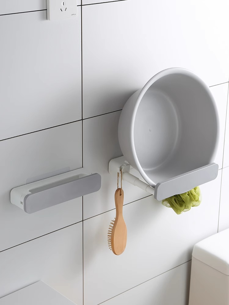 加厚可伸缩脸盆架收纳架卫生间置物架免打孔浴室厕所收纳架壁挂式