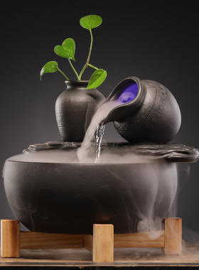 流水喷泉摆件中式招财客厅办公室桌面水循环时来运转乔迁开业礼品