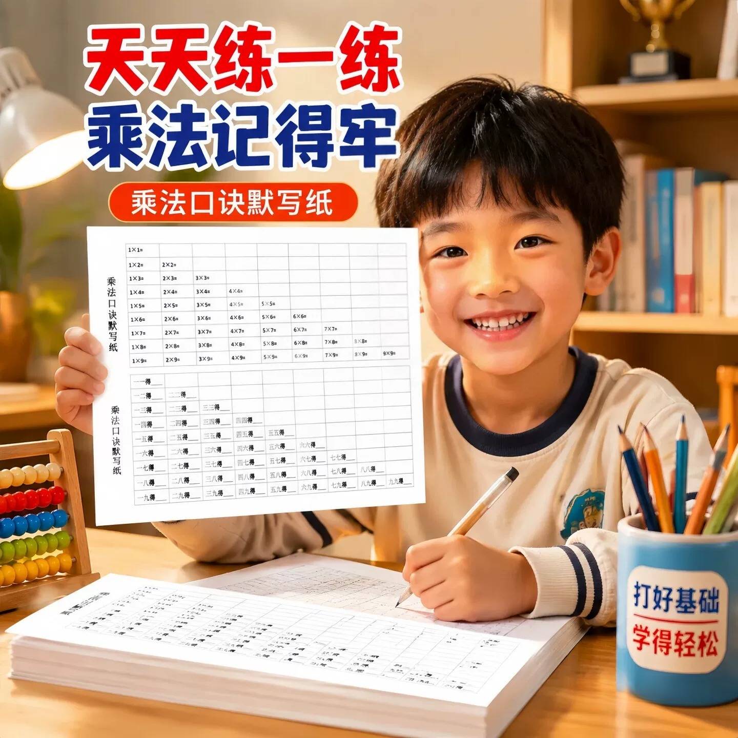 乘法口诀默写纸小学数学九九乘法除法表空白练习本加强记忆一二三年级学习训练纸心算口算乘除法卡片数学启蒙