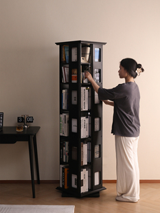 艾迪嘉鲁卡书架 实木旋转书架360度书柜落地式家用儿童收纳置物架