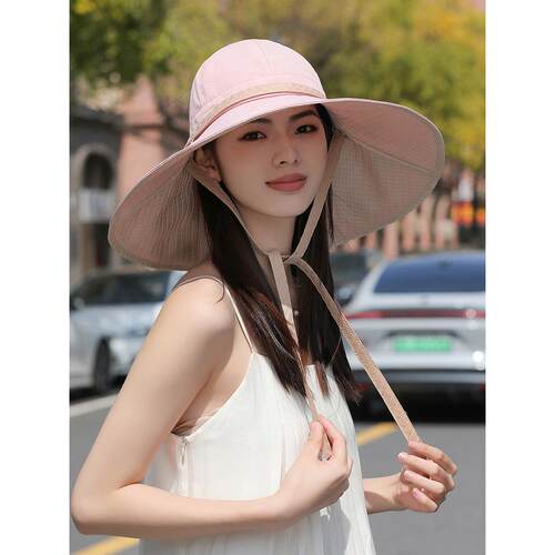 夏季帽子高马尾空顶渔夫帽大沿防晒太阳帽妇女的新户外可折0501k