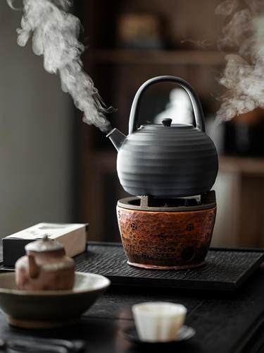草木祠紫铜锤纹酒精炉炭炉围炉煮茶家用碳炉茶室茶道煮茶器温茶炉