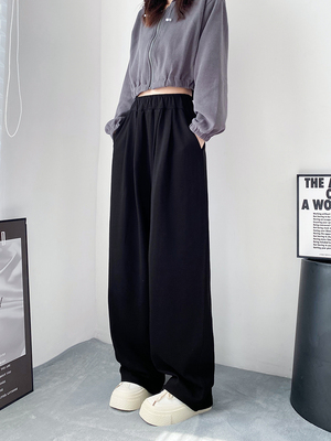 阔腿裤女2025秋季大码宽松胖mm小个子香蕉休闲垂感山本直筒运动裤