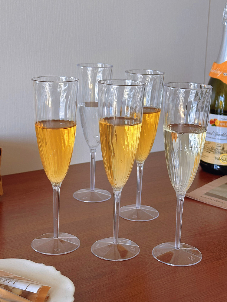 一次性高脚杯红酒杯家用轻奢高档香槟杯高颜值塑料啤酒杯子食品级