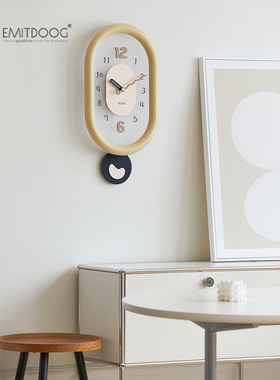 Emitdoog2025新流行时钟墙壁时钟客厅现代简单装饰餐厅艺术摇摆钟
