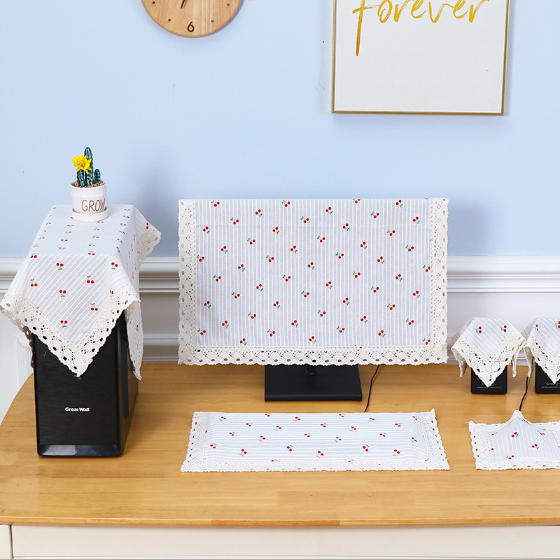 北欧电脑罩防尘罩盖布棉布主机键盘布24寸27寸32寸液晶显示器盖布