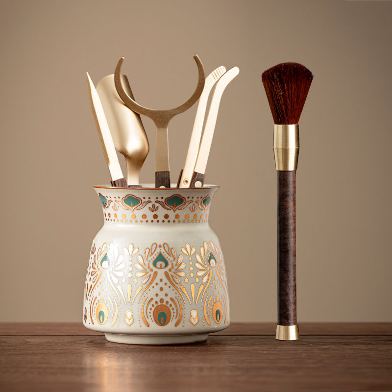 黑檀木茶道钛金六君子套装家用功夫茶具配件泡茶工具大全整套茶刀