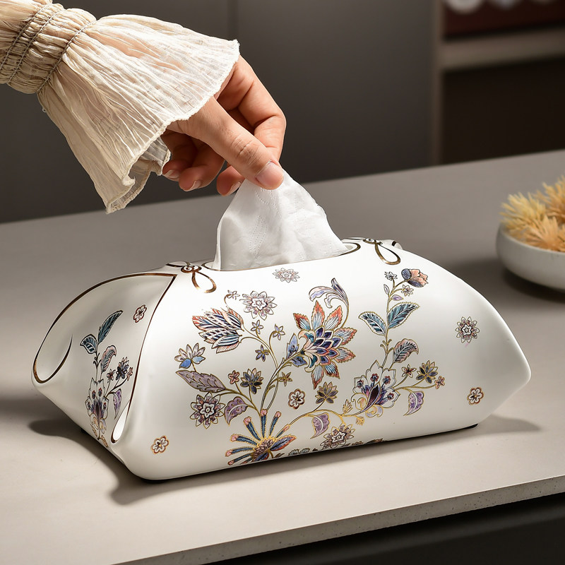 新中式复古陶瓷纸巾盒 抽纸盒客厅茶几茶室收纳纸抽盒高级感高档,家居饰品,装饰纸巾盒,淘宝优惠券,粉丝福利购,淘宝优惠卷