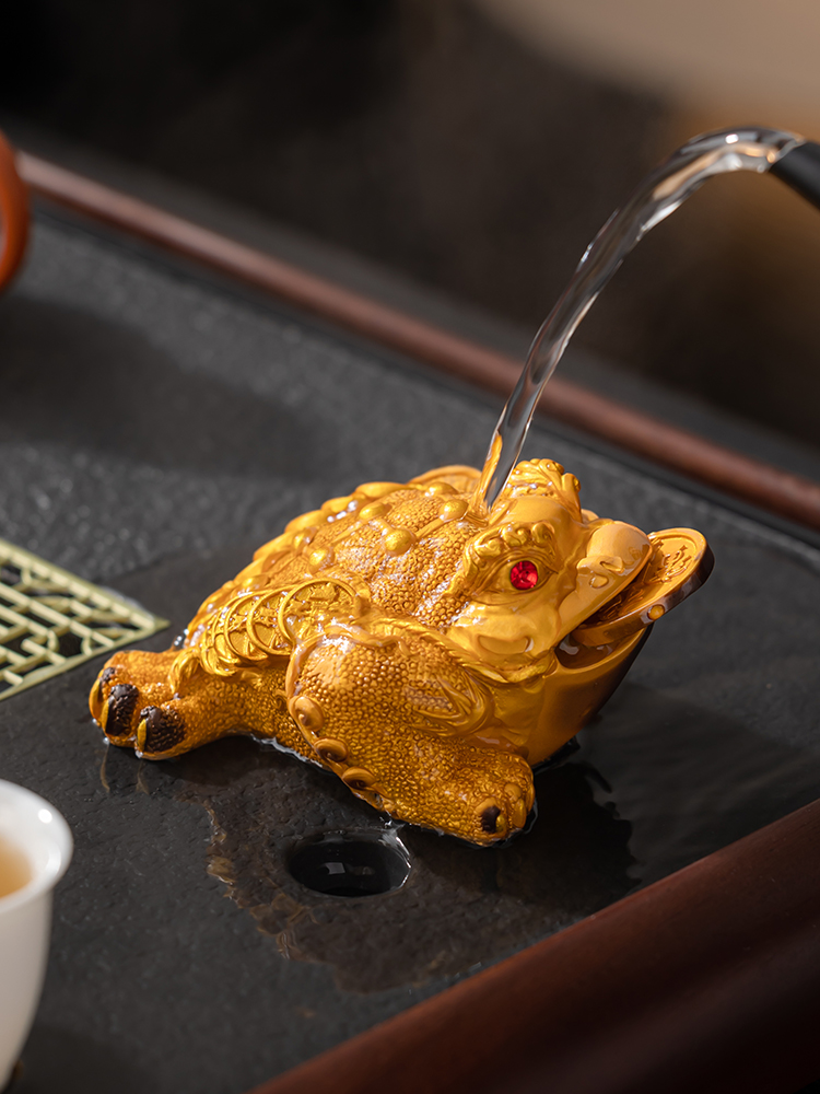变色金蟾茶宠家用客厅办公室茶台桌面摆件装饰品高端功夫茶具配件