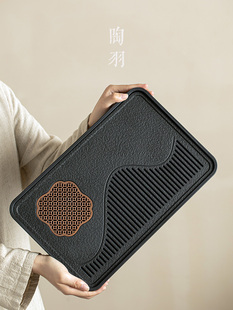 茶盘家用小型茶托轻奢现代沥水托盘密胺仿乌金石盘排储水双用干泡