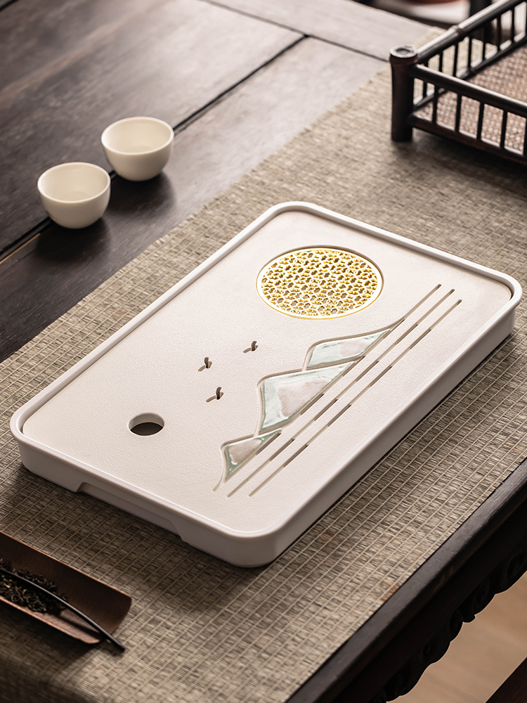 泥徒远山陶瓷茶盘小型家用客厅储水干泡茶台办公室茶具排蓄水托盘