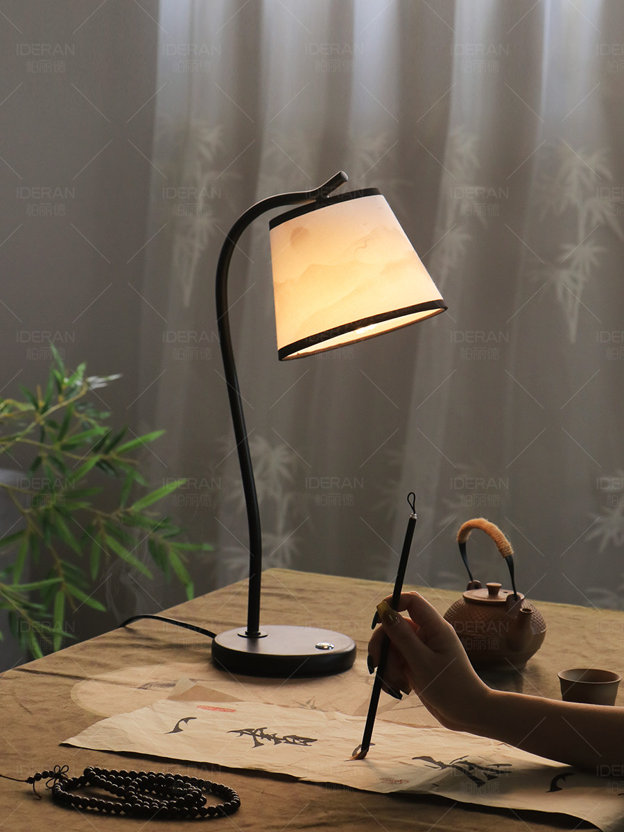 新中式宋代美学古风台灯复古办公桌面阅读工作卧室插电床头灯,家装灯饰光源,阅读台灯(护眼灯/写字灯),淘宝优惠券,粉丝福利购,淘宝优惠卷