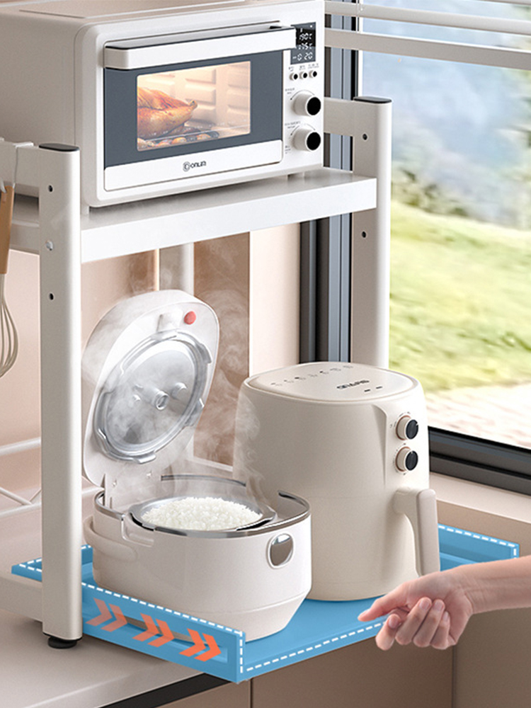 电饭煲置物架可伸缩厨房台面多功能烤箱桌面空气炸锅微波炉收纳架