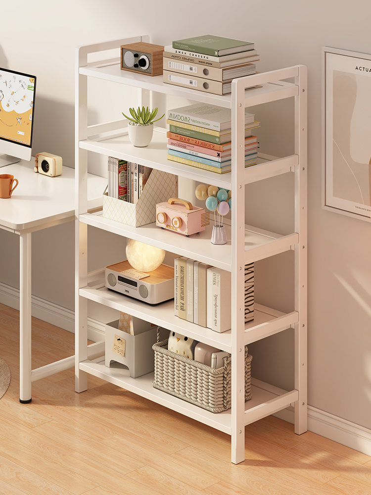 书架置物架落地简易家用多层书桌旁收纳架子靠墙书柜小窄储物柜子