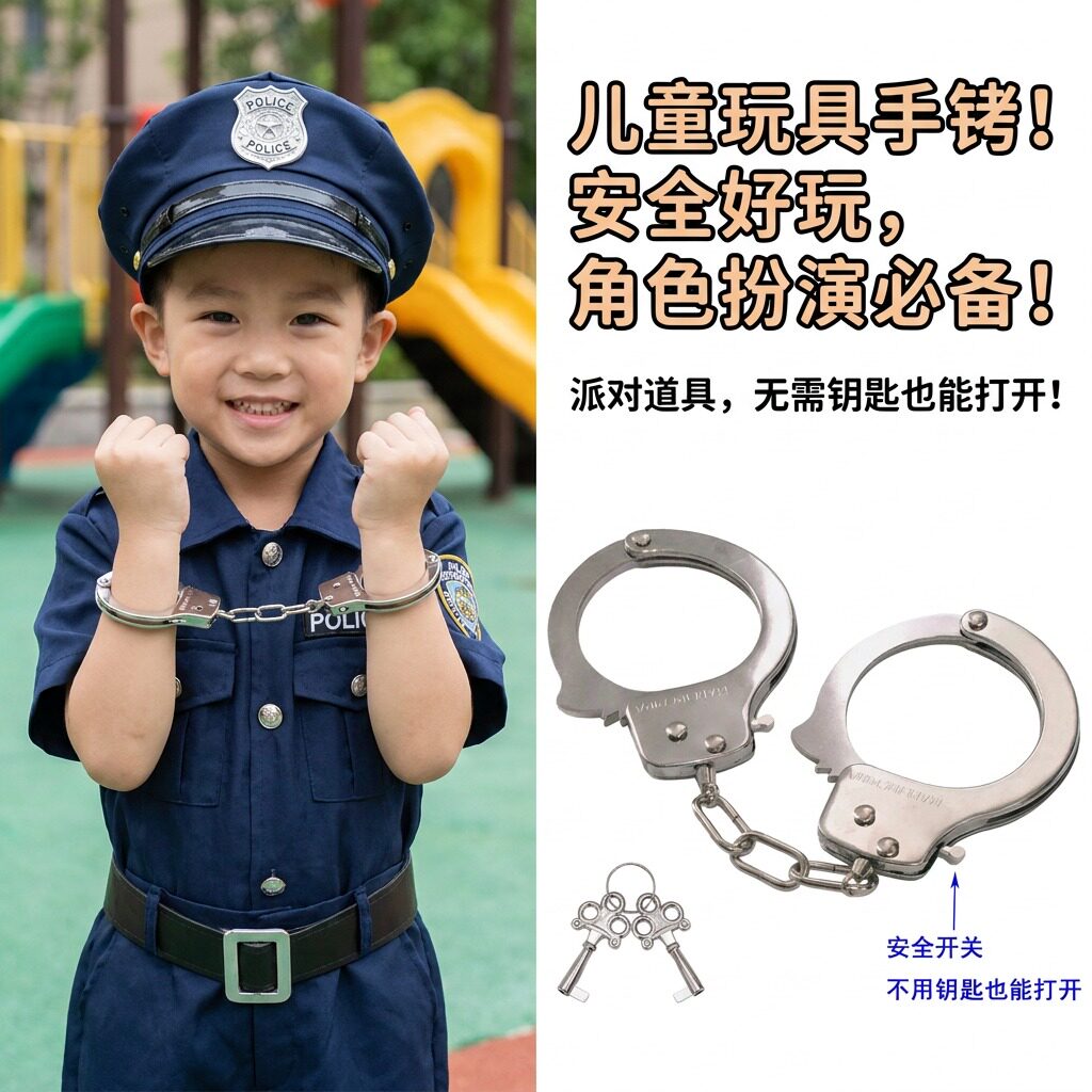 玫瑰金手铐彷真玩具手铐加厚耐磨男女童扮家家酒装扮用品剧本杀趣