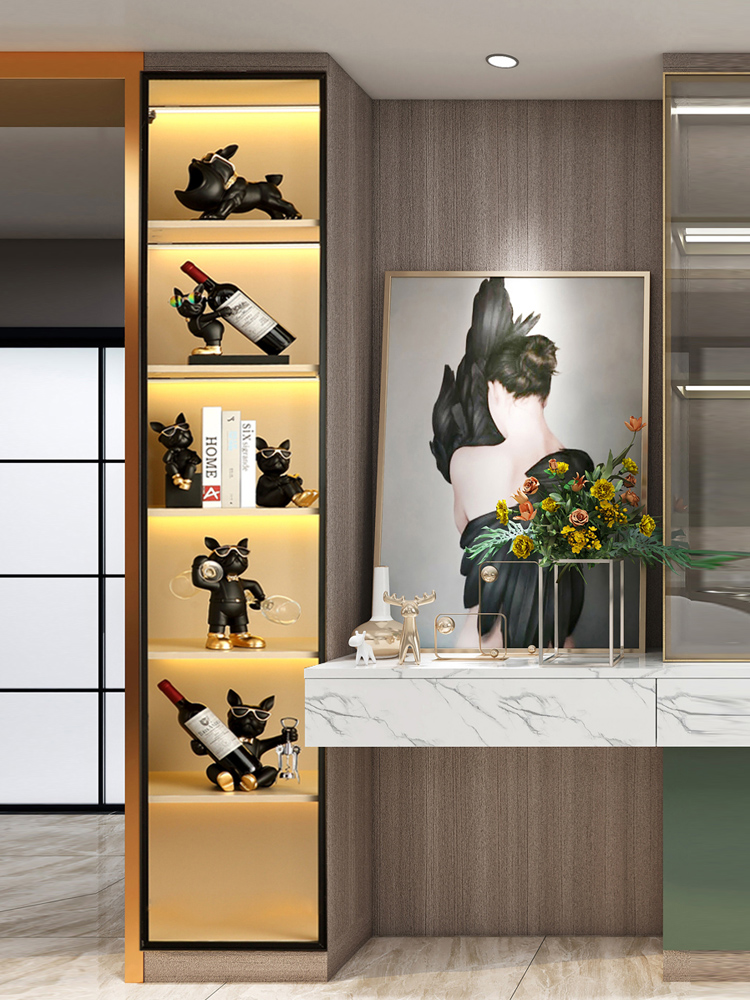 轻奢高级感法斗狗红酒架摆件客厅玄关酒柜家居装饰品酒托乔迁礼物