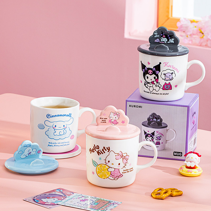 HelloKitty可爱陶瓷马克杯带盖家用儿童卡通水杯办公室好看的杯子,餐饮具,马克杯,淘宝优惠券,粉丝福利购,淘宝优惠卷