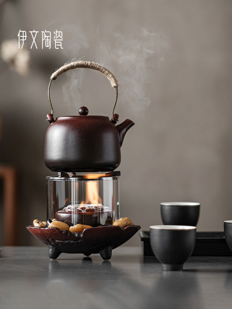 围炉观火煮茶炉家用煮茶壶酒精炉烤火炉套装器具户外烧水壶煮茶器