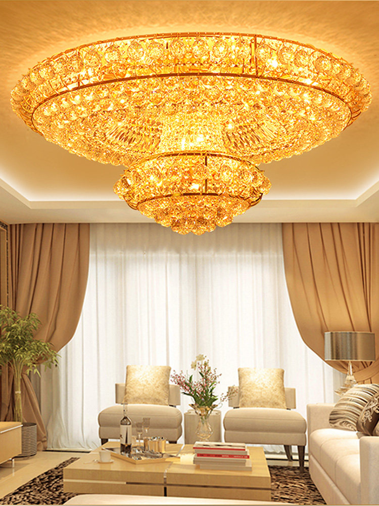 新品客厅主灯水晶吊具吸顶灯简约现代圆形大户型式灯中山大灯欧全