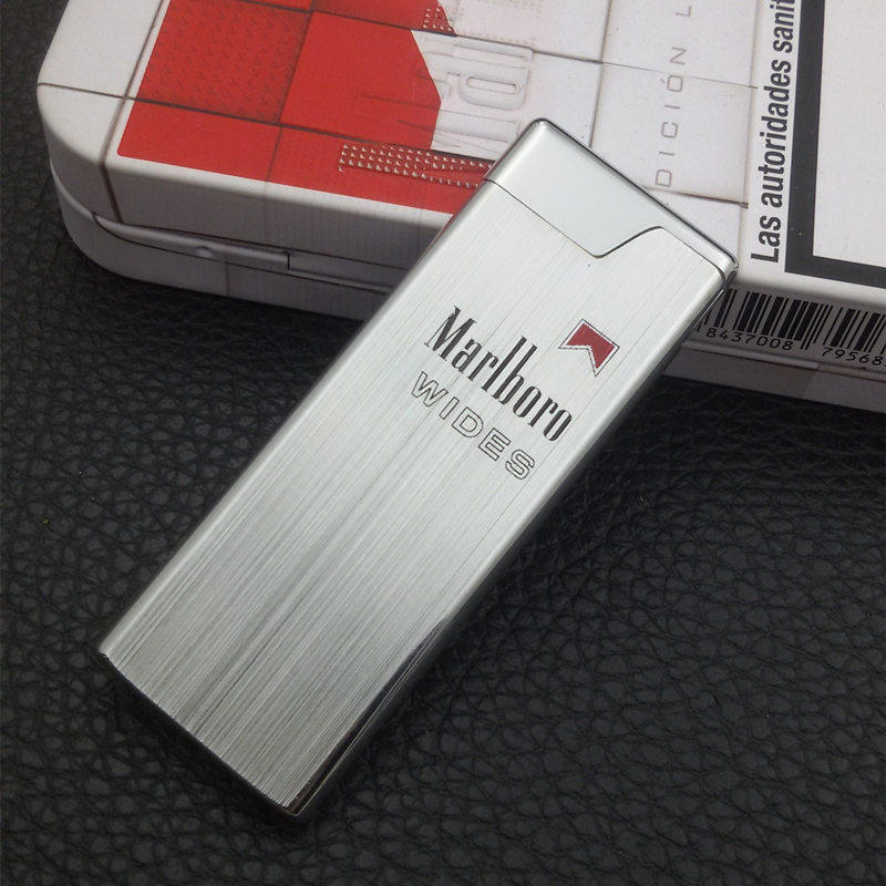 新款2020新款万宝路纯铜超薄个性创意潮男复古老式砂轮充气明火打