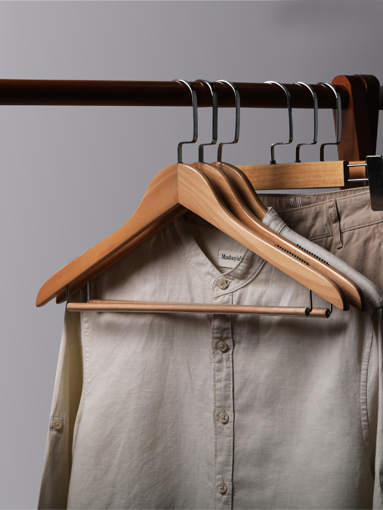 10只装实木衣架衣服架衣柜衣挂木头挂衣架简约防滑家用衣服撑子