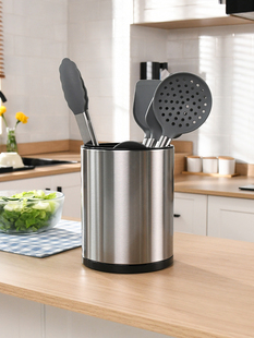 厨房旋转锅铲勺子置物架家用放汤勺炒菜铲子不锈钢厨炊具筒收纳盒