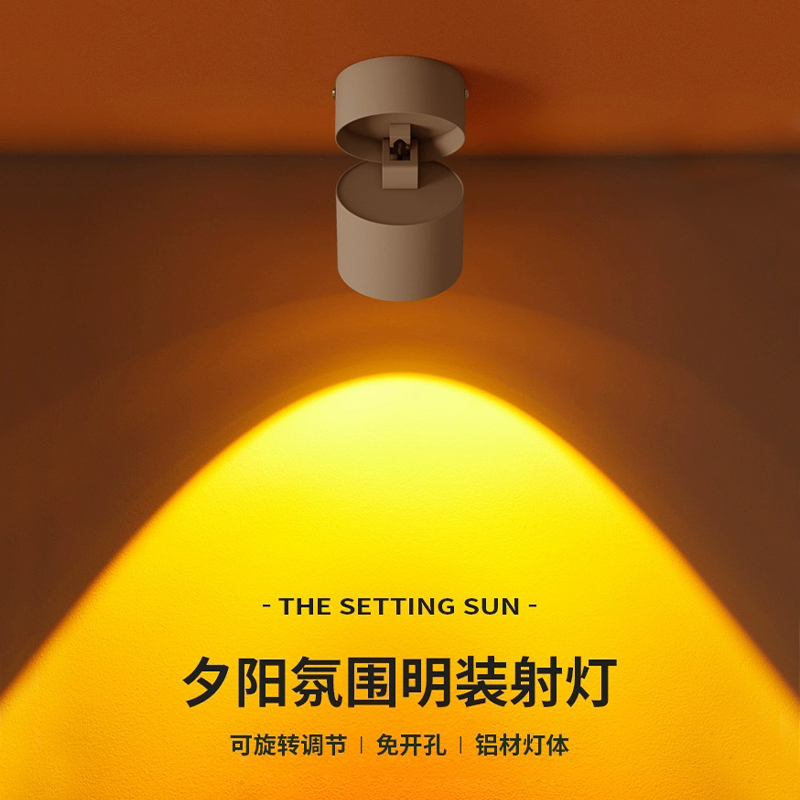 明装夕阳射灯日不落洗墙可调角度家用嵌入客厅玄关照画氛围灯照明
