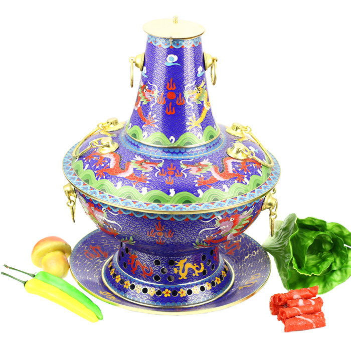 景泰蓝铜火锅 加厚 纯紫铜 木炭火锅 东来顺铜火锅 传统火锅纯铜
