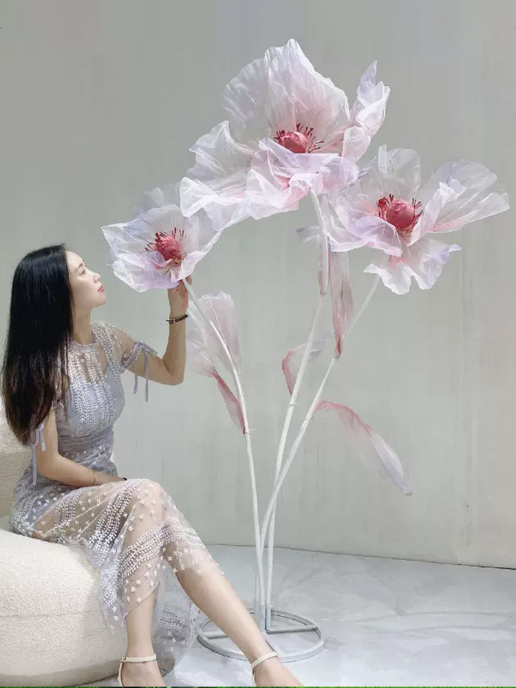 百界婚庆道具仿真丝网花店铺橱窗装饰摆件纸纱花场景布置婚礼路引