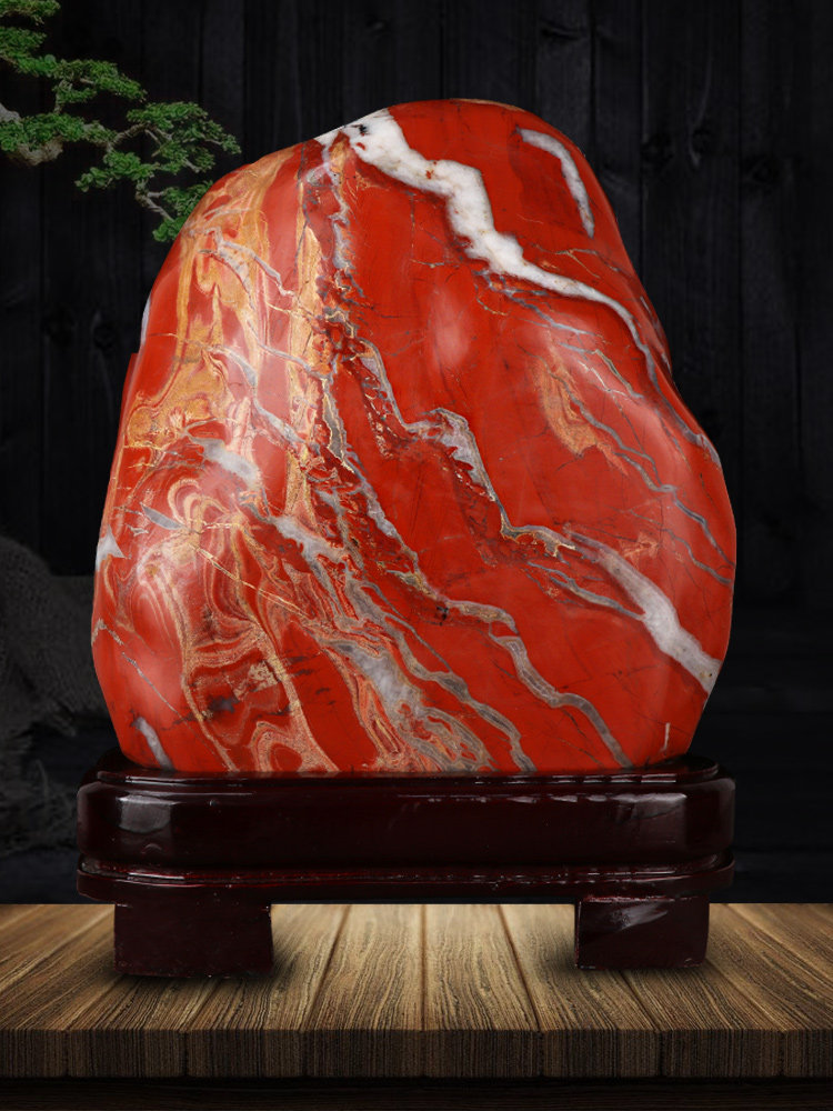 南非红碧玉鸡血石原石摆件天然奇石红色观赏石头客厅办公室装饰品