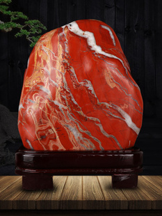 南非红碧玉鸡血石原石摆件天然奇石红色观赏石头客厅办公室装饰品