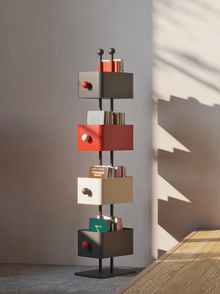 家用落地儿童书架客厅旋转置物架转角储物柜收纳展示柜隐形小柜子