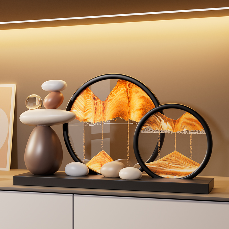 时来运转流沙画摆件高级感客厅进门口玄关电视柜酒柜办公室装饰品