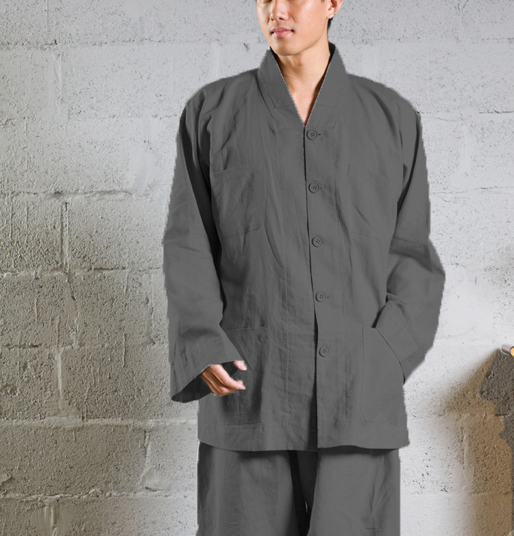 棉麻僧服打坐服短褂套装男女夏季透气套装小褂僧衣比丘尼服装