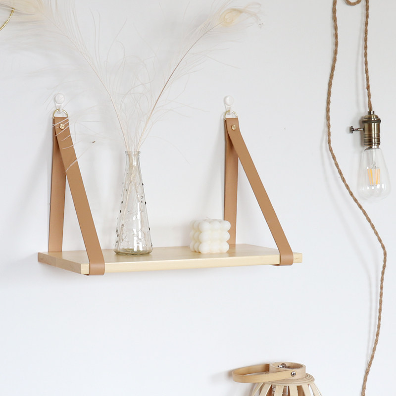 WULIHOME 实木一字搁板置物架桌面收纳书架仿皮出租房墙面装饰,住宅家具,搁板/置物架/家用陈列架,淘宝优惠券,粉丝福利购,淘宝优惠卷