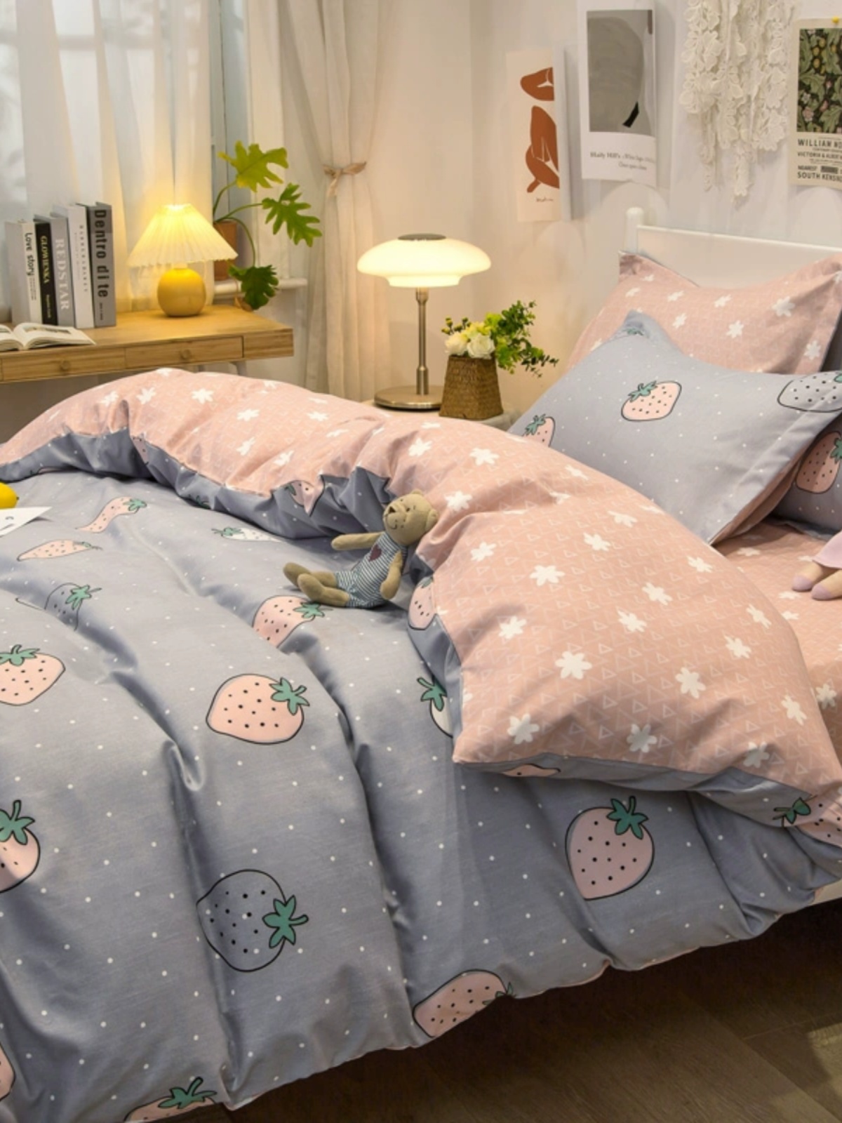磨毛四件套可爱床单秋冬加厚被套ins学生宿舍三件套儿童床上用品4