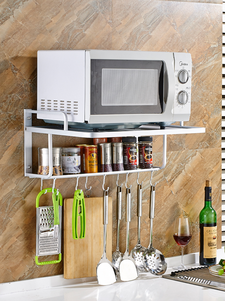 微波炉挂架太空铝支架托架壁挂式厨房置物架储物架单双层烤箱架子