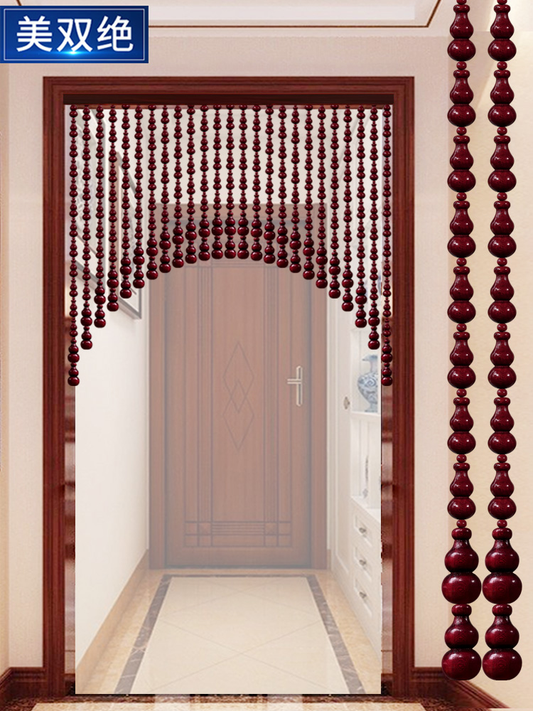 桃木葫芦门帘垭口玄关珠帘隔断帘免打孔卧室卫生间入户门对门挂帘