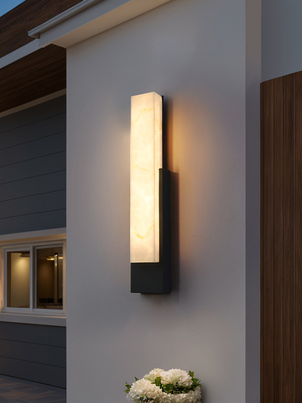 现代轻奢不锈钢仿云石壁灯室外阳台外墙别墅大门口户外防水壁灯