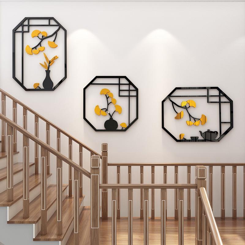 创意花瓶贴纸新中式楼梯过道火锅饭店包厢餐厅背景墙面装饰墙贴画图片