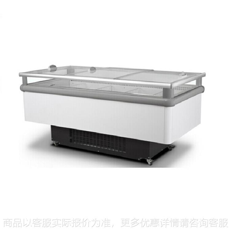 玻璃盖拉门风冷卧式食品生鲜冷冻岛柜,低温速冻展示柜,出口产品