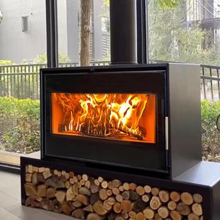 真火壁炉燃木柴火炉家用现代简约钢板别墅民宿取暖欧美式 壁炉